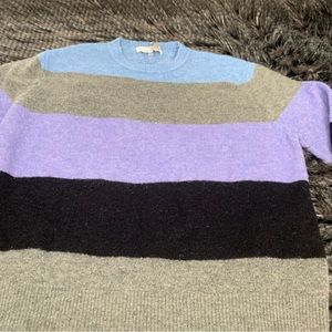 JOHN + JENN Grey, Purple, Blue, Black Striped Crew Neck Sweater